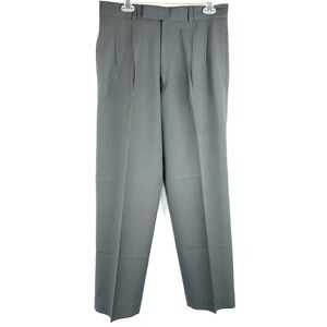 EUC-VINTAGE NEWMAN Double Pleated Front Dress slacks Pants in Green  Size 34x32